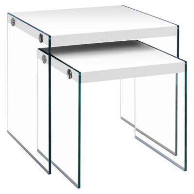 Monarch Specialties Nesting Tables with Tempered Glass Legs, 2 pc.