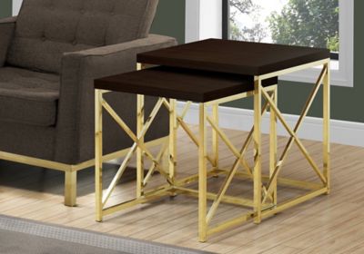 Image showing  2 pc. Metal Base Nesting Table Set, Gold