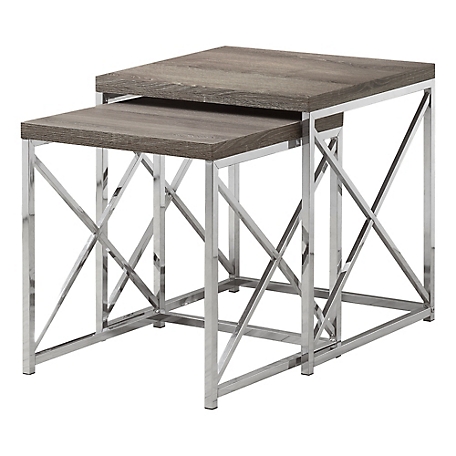 Monarch Specialties Nesting Tables Chrome Metal Base, 2 pc.