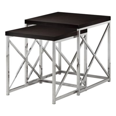 Monarch Specialties Nesting Tables Chrome Metal Base, 2 pc.