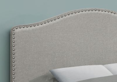 Image showing  Bed with Nailhead Trim Arched Top Panel Headboard