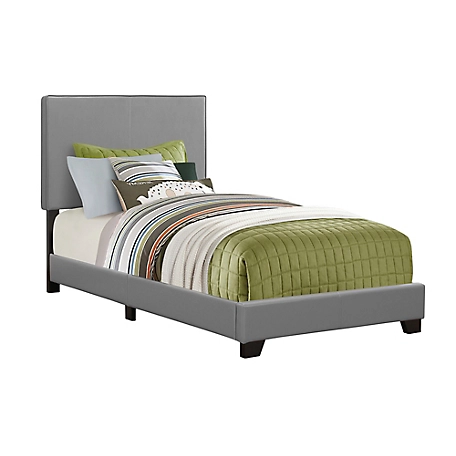 Monarch Specialties Bed Frame, Leather-Look, Twin Size