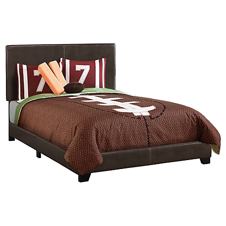 Monarch Specialties Full Size Bed, Leather-Look Frame Only