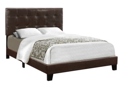 Monarch Specialties Bed, Leather-Look Frame Only, Queen Size