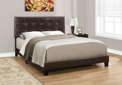 Image showing 1 th Monarch Specialties Leather-Look Bed (Frame Only), Queen