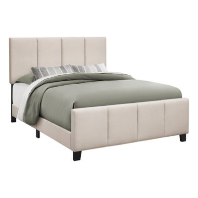 Monarch Specialties Bed, Tufted Upholstered Headboard and Footboard