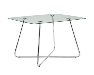 Monarch Specialties Rectangular Dining Table with Tempered Glass and Metal