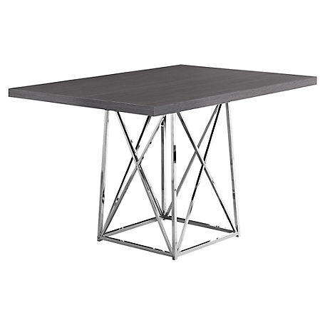 Monarch Specialties Rectangular Dining Table with Stylish Chrome Metal Legs in X-Shaped Design