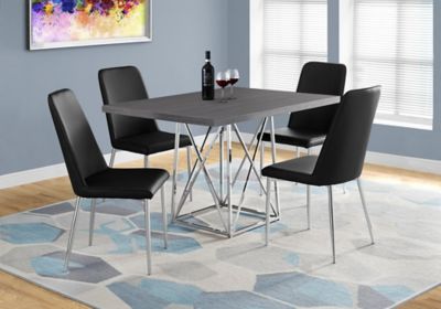 Image showing  Rectangular Dining Table with Chrome Metal X-Shaped Legs for 4 People, 48 in.