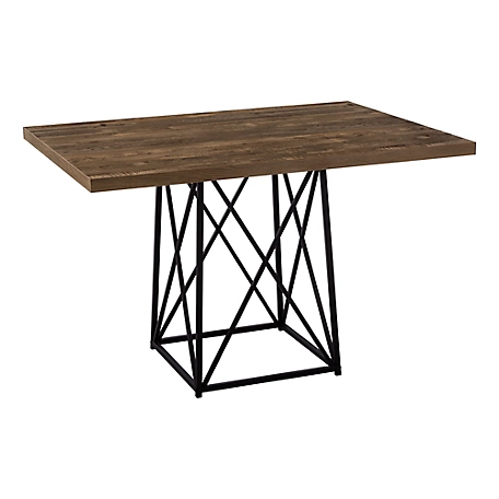 Monarch Specialties Rectangular Dining Table with Stylish Chrome Metal Legs in X-Shaped Design