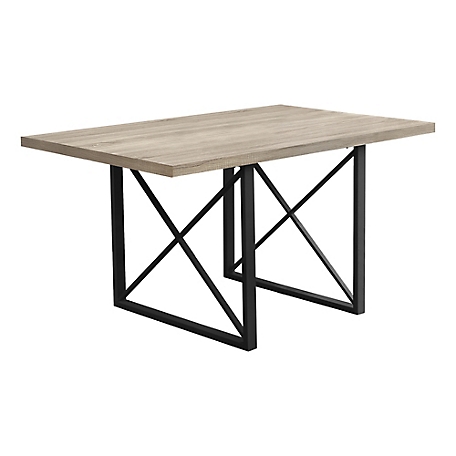 Monarch Specialties Rectangular Dining Table with Metal Legs, 36 x 60in. Dark Taupe