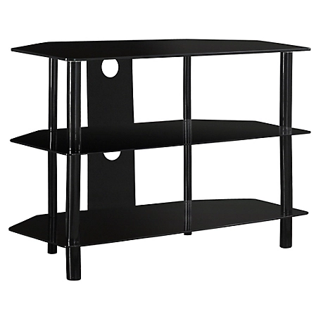Monarch Specialties TV Stand with Metal and Tempered Glass