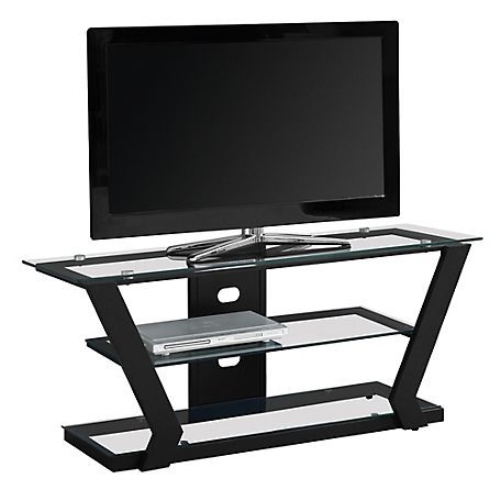 Monarch Specialties TV Stand with Metal and Tempered Glass