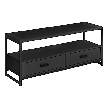 Monarch Specialties Modern TV Stand with 2 Storage Drawers and Open Shelf
