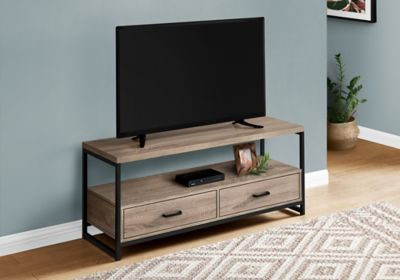 Image showing  Modern TV Stand with 2 Storage Drawers and Open Shelf