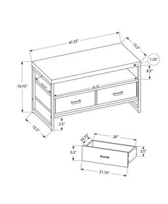 Image showing  Modern TV Stand with 2 Storage Drawers and Open Shelf