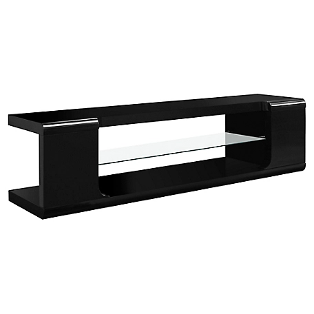 Monarch Specialties Tempered Glass TV Stand, Gloss