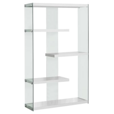 Monarch Specialties Bookshelf & Bookcase, 5 Tier, 60 in., Tempered Glass, Laminate