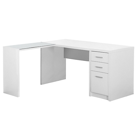 Monarch Specialties Computer Corner Desk with Tempered Glass