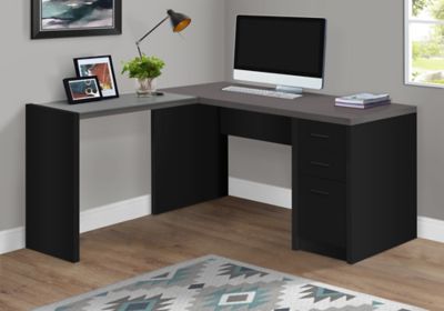 Image showing  Tempered Glass Computer Corner Desk with 3 Drawers