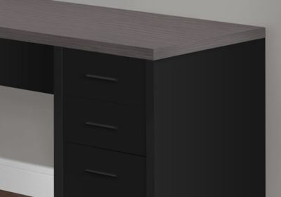 Image showing  Tempered Glass Computer Corner Desk with 3 Drawers