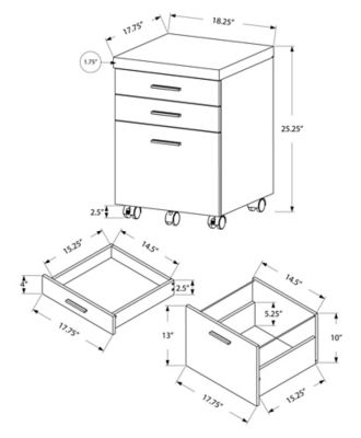 Image showing  3-Drawer Filing Cabinet on Castors