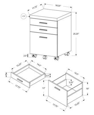 Image showing  3-Drawer Filing Cabinet on Castors