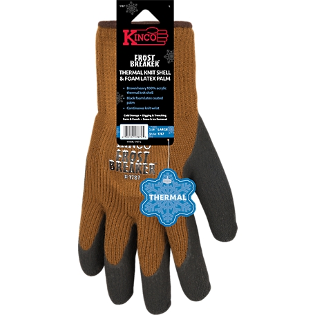 Kinco Latex Palm Thermal Knit Gloves, 1 Pair, Large