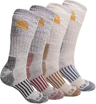 Carhartt Men's Seasonal Wool-Blend Crew Socks, 4-Pack, SB6954MLTGRY-L