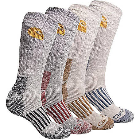 Carhartt Men's Seasonal Wool-Blend Crew Socks, 4-Pack, SB6954MLTGRY-L