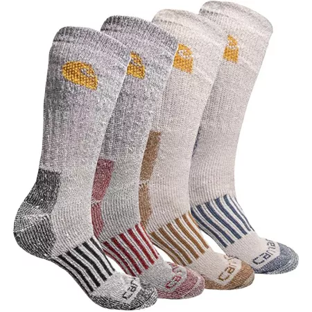 Carhartt Men's Seasonal Wool Blend Socks 4 Pairs Men's Crew Socks