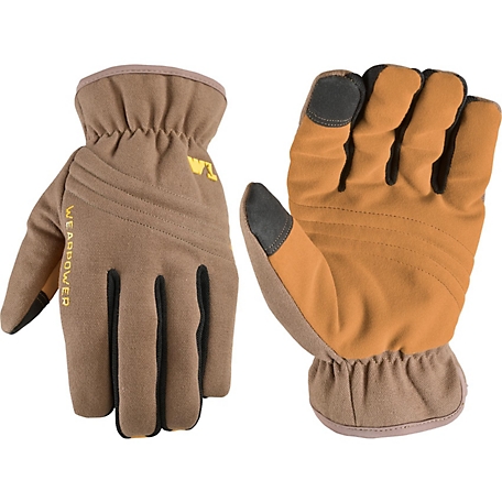 Wells Lamont Men's Water-Resistant Wearpower Insulated Duck Canvas Slip-On Winter Gloves, 1 Pair