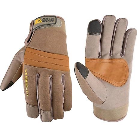 Wells Lamont Men's Wearpower Synthetic Leather Hybrid Duck Canvas Thinsulate Winter Work Gloves, 1 Pair, Clay Brown, XL 7757XL