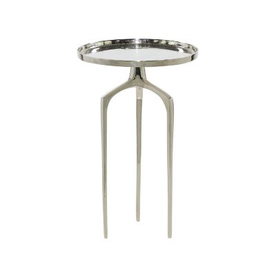 Image showing  Large Contemporary Round Aluminum Raised Edge Accent Table, Silver