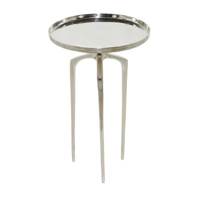 Image showing  Large Contemporary Round Aluminum Raised Edge Accent Table, Silver