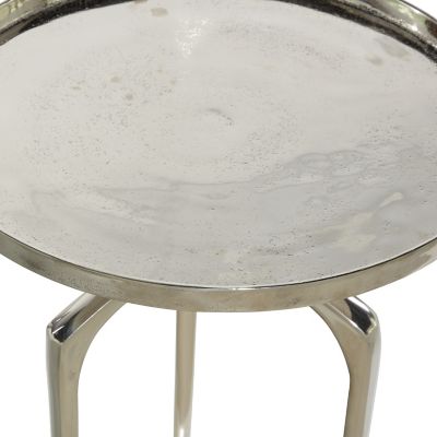 Image showing  Large Contemporary Round Aluminum Raised Edge Accent Table, Silver
