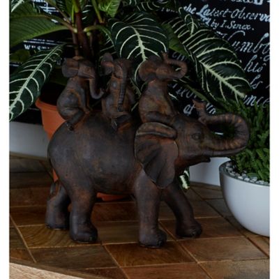 Harper & Willow Brown Polystone Sculpture, Elephant, 10 in. x 10 in. x 4 in.