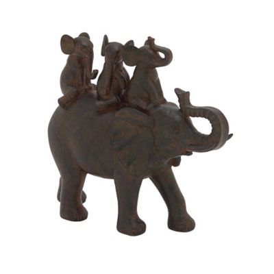 Image showing  Polystone Elephant Sculpture, 10 in. x 10 in. x 4 in., Brown