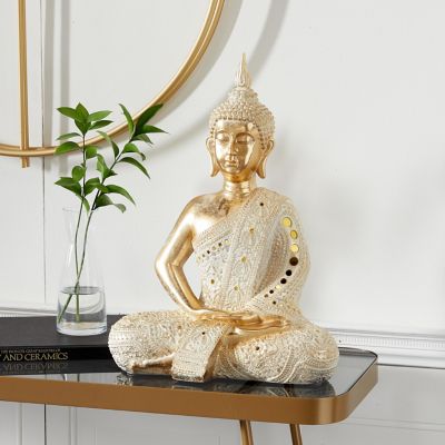 Harper & Willow Polystone Glam Buddha Sculpture, 20 in. x 14 in. x 9 in., Gold