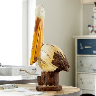 Harper & Willow Cream Polystone Coastal Sculpture, Bird, 18 in. x 7 in. x 7 in.