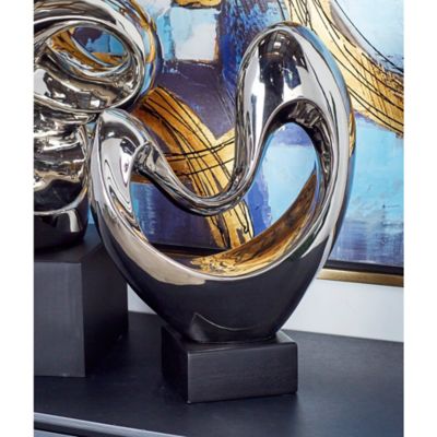 Harper & Willow Porcelain Modern Abstract Sculpture, 14 in. x 10 in. x 5 in., Silver