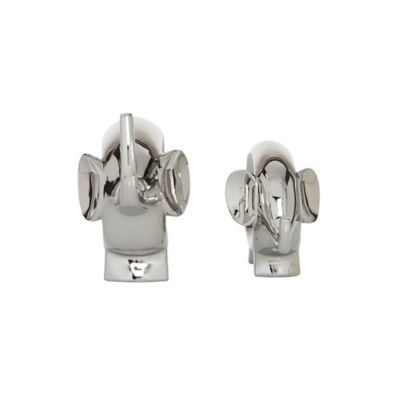 Image showing  Silver Porcelain Contemporary Elephant Sculptures, 2 pc., 7 in., 9 in., 22431
