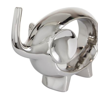 Image showing  Silver Porcelain Contemporary Elephant Sculptures, 2 pc., 7 in., 9 in., 22431