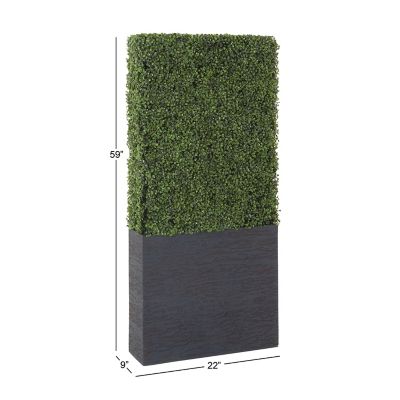 Image showing  59 in. Artificial Green Tall Boxwood Hedge Topiary in Black Cement Planter Box