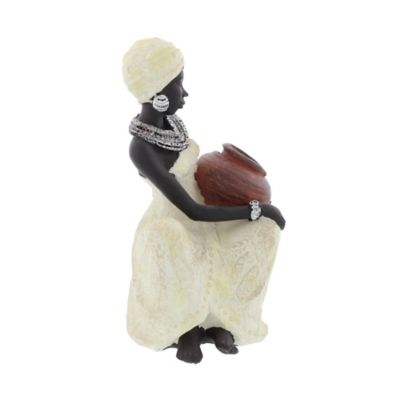 Image showing  Polystone African Lady Sculpture, 10 in. x 6 in. x 6 in., Cream