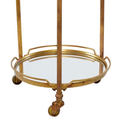 Image showing  2-Tier Brass Iron Wheeled Bar Cart
