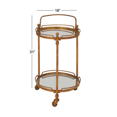 Image showing  2-Tier Brass Iron Wheeled Bar Cart