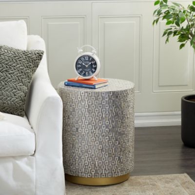 Harper & Willow Grey Mother of Pear Contemporary Accent Table, 22 in. x 18 in. x 18 in.