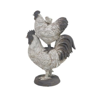 Image showing 1 th Harper & Willow Polystone Farmhouse Rooster Sculpture, 12 in. x 8 in. x 5 in., White