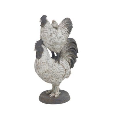 Image showing 2 th Harper & Willow Polystone Farmhouse Rooster Sculpture, 12 in. x 8 in. x 5 in., White